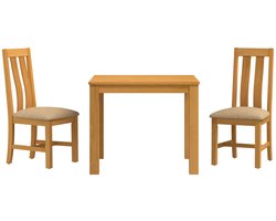 vidaXL - Eetkamerset - 3 - st - Beige - Massief - Eikenhout