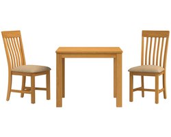 vidaXL - Eetkamerset - 3 - st - Beige - Massief - Eikenhout
