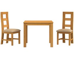 vidaXL - Eetkamerset - 3 - st - Beige - Massief - Eikenhout