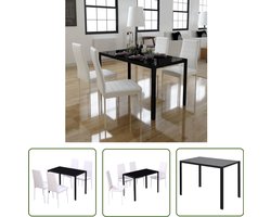 vidaXL Eetkamerset 5-delig - Zwart en Wit - Modern Design Eetkamerset - Eettafel - Set Tafels & Stoelen - Zwarte Eetkamer - Witte Eetkamer