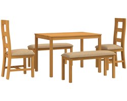 vidaXL - Eetkamerset - 5 - st - Beige - Massief - Eikenhout