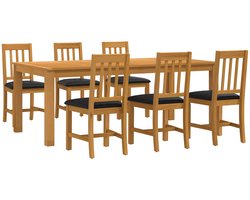 vidaXL - Eetkamerset - 7 - st - Zwart - Massief - Eikenhout