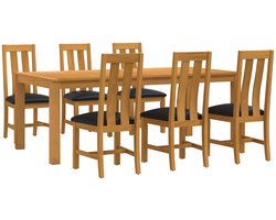 vidaXL - Eetkamerset - 7 - st - Zwart - Massief - Eikenhout