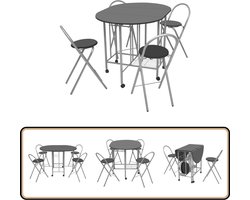 vidaXL Eetkamerset - Opvouwbaar - Zwart - 5-delig Eetkamerset - Zwarte Meubels - Opvouwbare Tafel - Mdf Meubilair - Salontafel