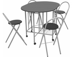 vidaXL - Eetkamerset - opvouwbaar - zwart - MDF - 5-dlg