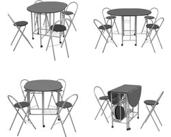 vidaXL Eetkamerset opvouwbaar zwart MDF 5-dlg - Opvouwbare Meubelset - Opvouwbare Meubelsets - Opvouwbare Meubel Set - Opvouwbare Meubel Sets