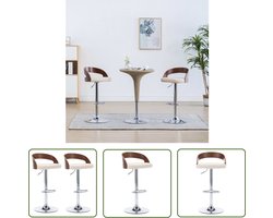 vidaXL Eetkamerstoel - Barstoel - Barkrukken 2 st kunstleer en gebogen hout crèmekleurig - Stoel - Lounge Stoel - Salon Meubilair
