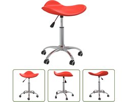 vidaXL Eetkamerstoel - Draaibaar Kunstleer - Rood Draaistoel - Designstoel - Eetkamerstoel - Rode Stoel - Kunstlederen Stoel