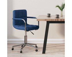 vidaXL - Eetkamerstoel - draaibaar - stof - blauw