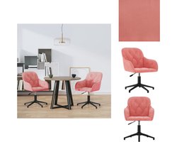 vidaXL Eetkamerstoel - Eetkamerstoelen - Eetstoel - Stoel - Eetkamerstoelen draaibaar 2 st fluweel roze