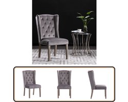 vidaXL Eetkamerstoel - Fluweel - Grijs - Zilverkleurig detail Eetkamerstoel - Fluweel Stoel - Grijze Eetkamerstoel - Design Eetkamerstoel - Moderne Eetkamerstoel
