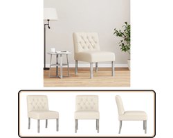 vidaXL Eetkamerstoel - Knoopontwerp - Linnen Accentstoel - Eetkamerstoel - Linnen - Lounge Stoel - Designstoelen