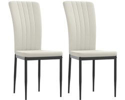 vidaXL - Eetkamerstoelen - 2 - st - fluweel - crèmekleurig