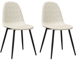 vidaXL - Eetkamerstoelen - 2 - st - fluweel - crèmewit