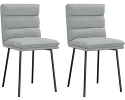 vidaXL - Eetkamerstoelen - 2 - st - fluweel - lichtgrijs