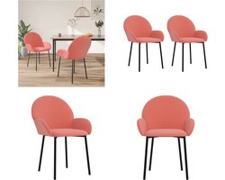 vidaXL - Eetkamerstoelen - 2 - st - fluweel - roze