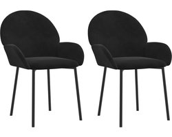 vidaXL - Eetkamerstoelen - 2 - st - fluweel - zwart