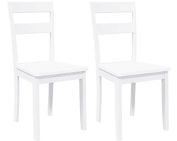 vidaXL - Eetkamerstoelen - 2 - st - massief - hout - rubber - wit
