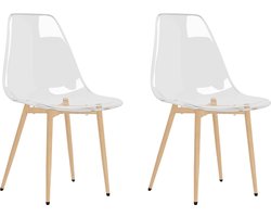 vidaXL - Eetkamerstoelen - 2 - st - PET - transparant