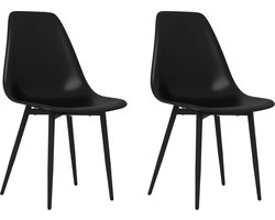 vidaXL - Eetkamerstoelen - 2 - st - PP - zwart