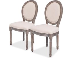 vidaXL - Eetkamerstoelen - 2 - st - stof - crèmekleurig