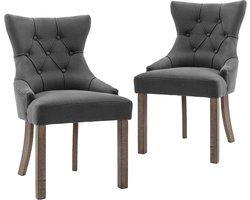 vidaXL - Eetkamerstoelen - 2 - st - stof - grijs