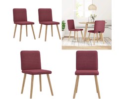 vidaXL Eetkamerstoelen 2 st stof wijnrood - Eetkamerstoel - Eetkamerstoelen - Dinerstoel - Stoel