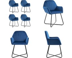 vidaXL - Eetkamerstoelen - 4 - st - fluweel - blauw
