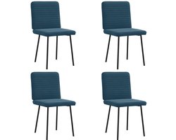 vidaXL - Eetkamerstoelen - 4 - st - fluweel - blauw