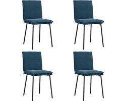 vidaXL - Eetkamerstoelen - 4 - st - fluweel - blauw