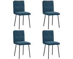 vidaXL - Eetkamerstoelen - 4 - st - fluweel - blauw