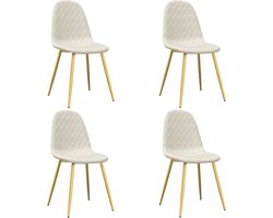 vidaXL - Eetkamerstoelen - 4 - st - fluweel - crèmewit