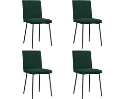 vidaXL - Eetkamerstoelen - 4 - st - fluweel - donkergroen