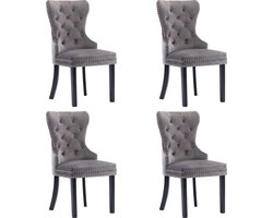 vidaXL - Eetkamerstoelen - 4 - st - fluweel - grijs
