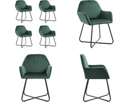 vidaXL - Eetkamerstoelen - 4 - st - fluweel - groen
