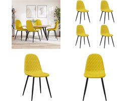 vidaXL - Eetkamerstoelen - 4 - st - fluweel - mosterdgeel
