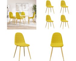 vidaXL - Eetkamerstoelen - 4 - st - fluweel - mosterdgeel