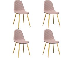 vidaXL - Eetkamerstoelen - 4 - st - fluweel - roze