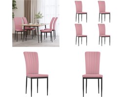 vidaXL - Eetkamerstoelen - 4 - st - fluweel - roze