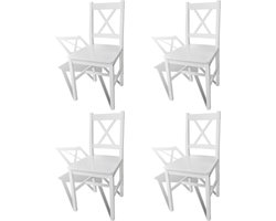 vidaXL - Eetkamerstoelen - 4 - st - grenenhout - wit