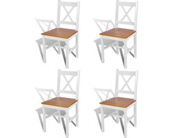 vidaXL - Eetkamerstoelen - 4 - st - grenenhout - wit
