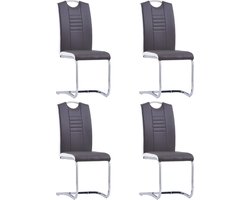vidaXL - Eetkamerstoelen - 4 - st - kunstleer - grijs