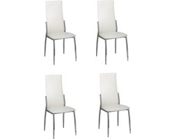 vidaXL - Eetkamerstoelen - 4 - st - kunstleer - wit