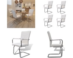 vidaXL - Eetkamerstoelen - 4 - st - kunstleer - wit