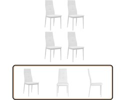 vidaXL Eetkamerstoelen 4 st Kunstleer Wit Eetkamerstoelen - Kunstleder Meubels - Witte Stoelen - Dining Chairs - Modern Furniture