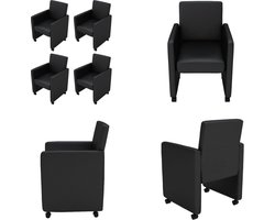 vidaXL - Eetkamerstoelen - 4 - st - kunstleer - zwart