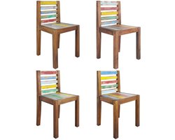 vidaXL - Eetkamerstoelen - 4 - st - massief - gerecycled - hout