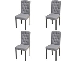 vidaXL - Eetkamerstoelen - 4 - st - stof - grijs