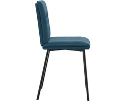 vidaXL - Eetkamerstoelen - 6 - st - fluweel - blauw
