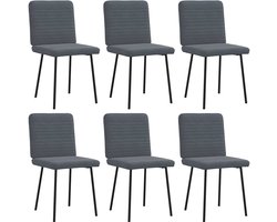 vidaXL - Eetkamerstoelen - 6 - st - fluweel - donkergrijs